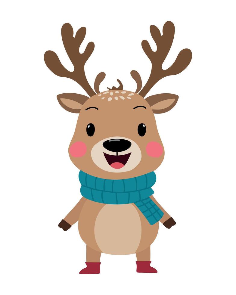 Cute Christmas deer on white background. Illustration for New Year and Christmas design. vector