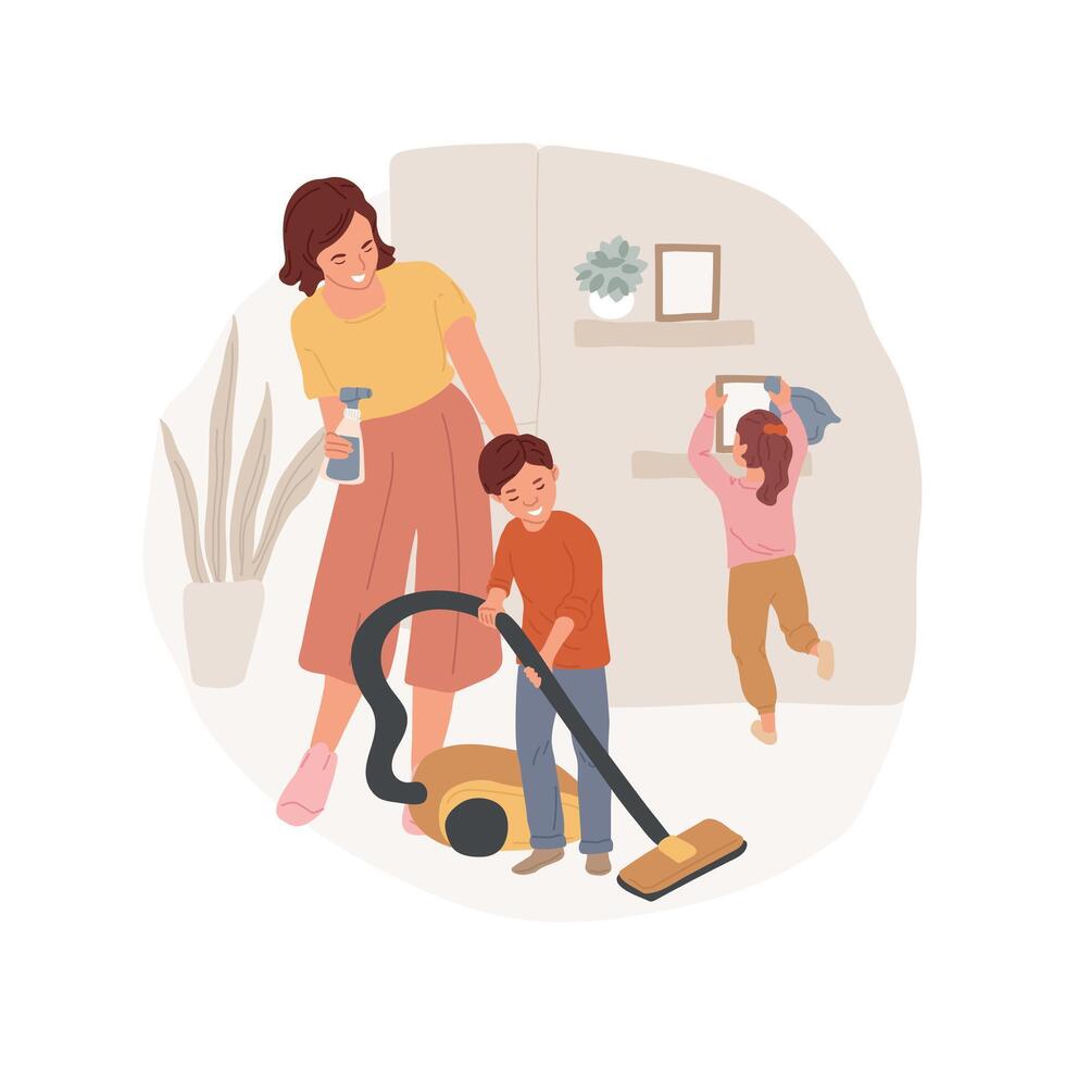 Vacuum cleaning isolated cartoon illustration. vector