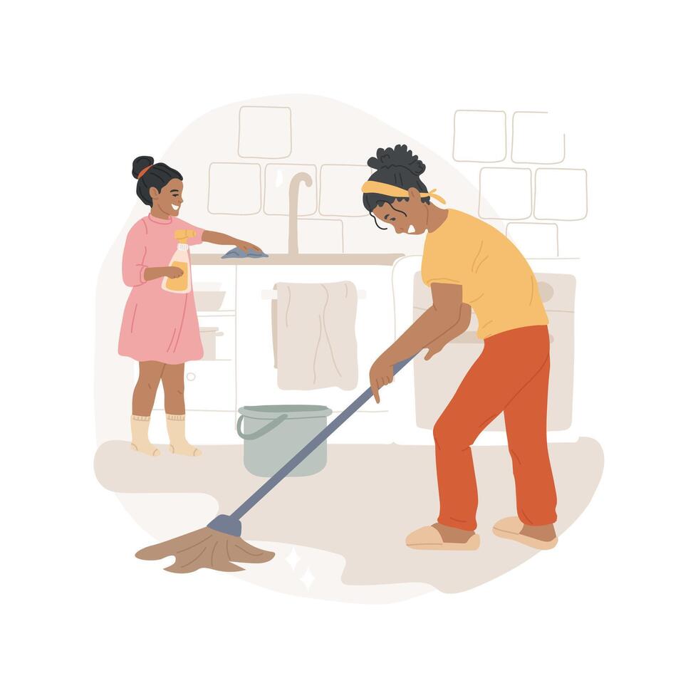 Washing the floor isolated cartoon illustration. vector