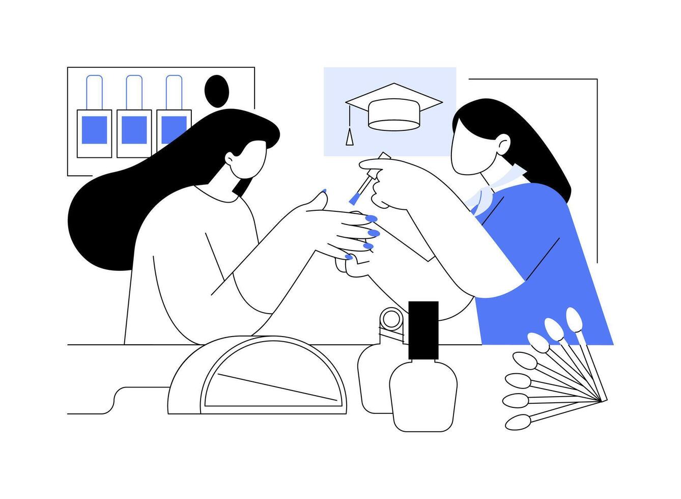Nail care isolated cartoon illustrations. vector
