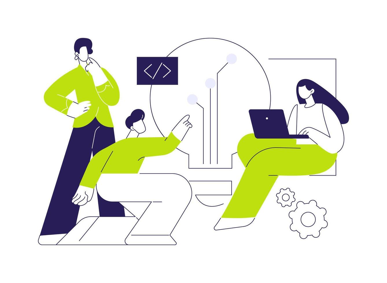 Brainstorming with a team abstract concept illustration. vector