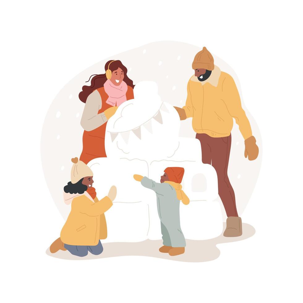 Snow sculpture isolated cartoon illustrations. vector