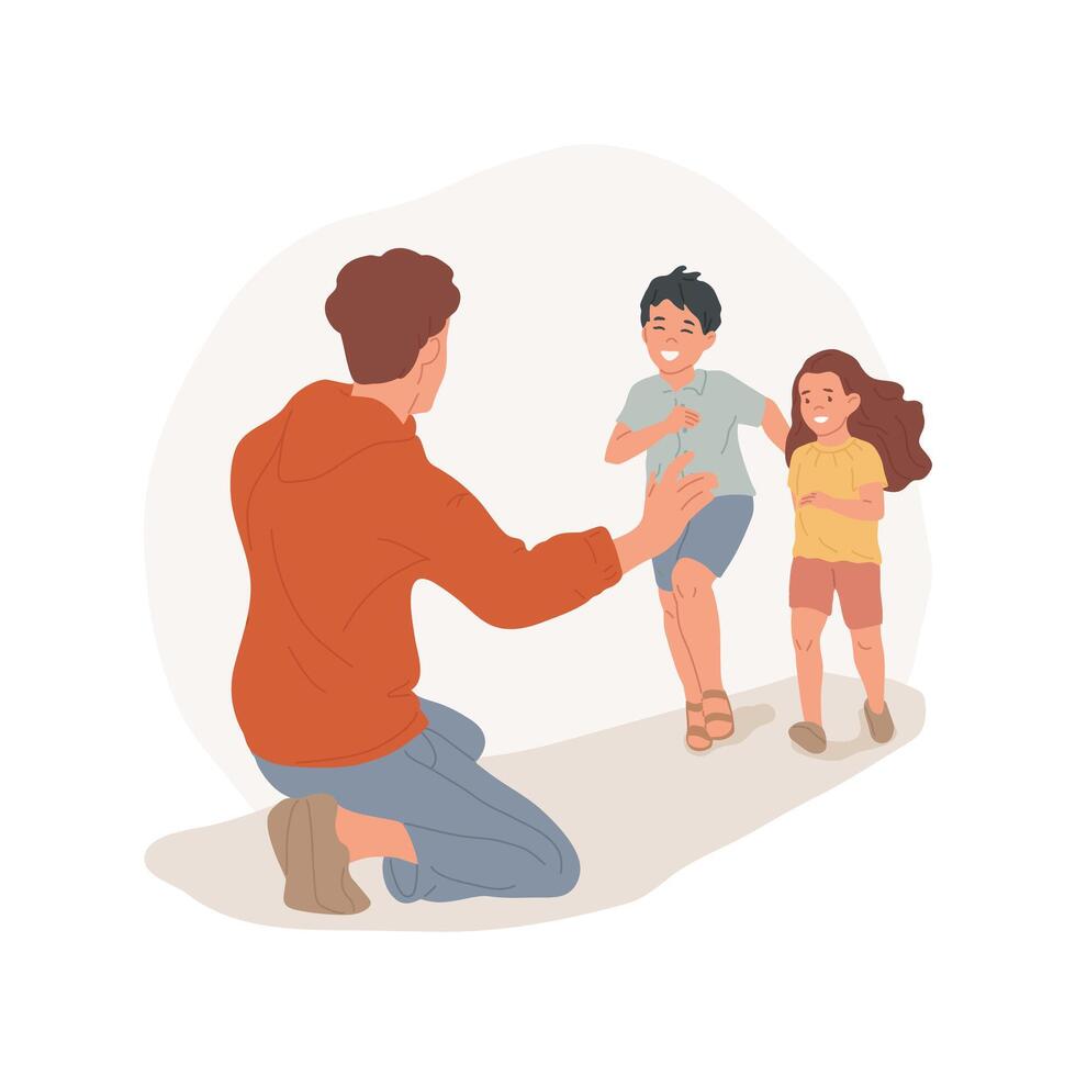 Parent meeting after divorce isolated cartoon illustration. vector
