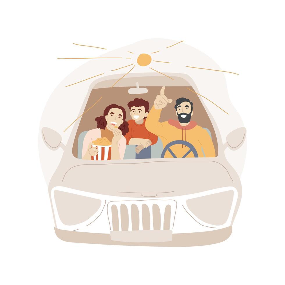 Drive-in cinema isolated cartoon illustrations. vector