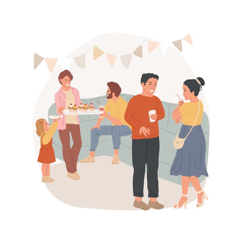 Home party isolated cartoon illustration. vector