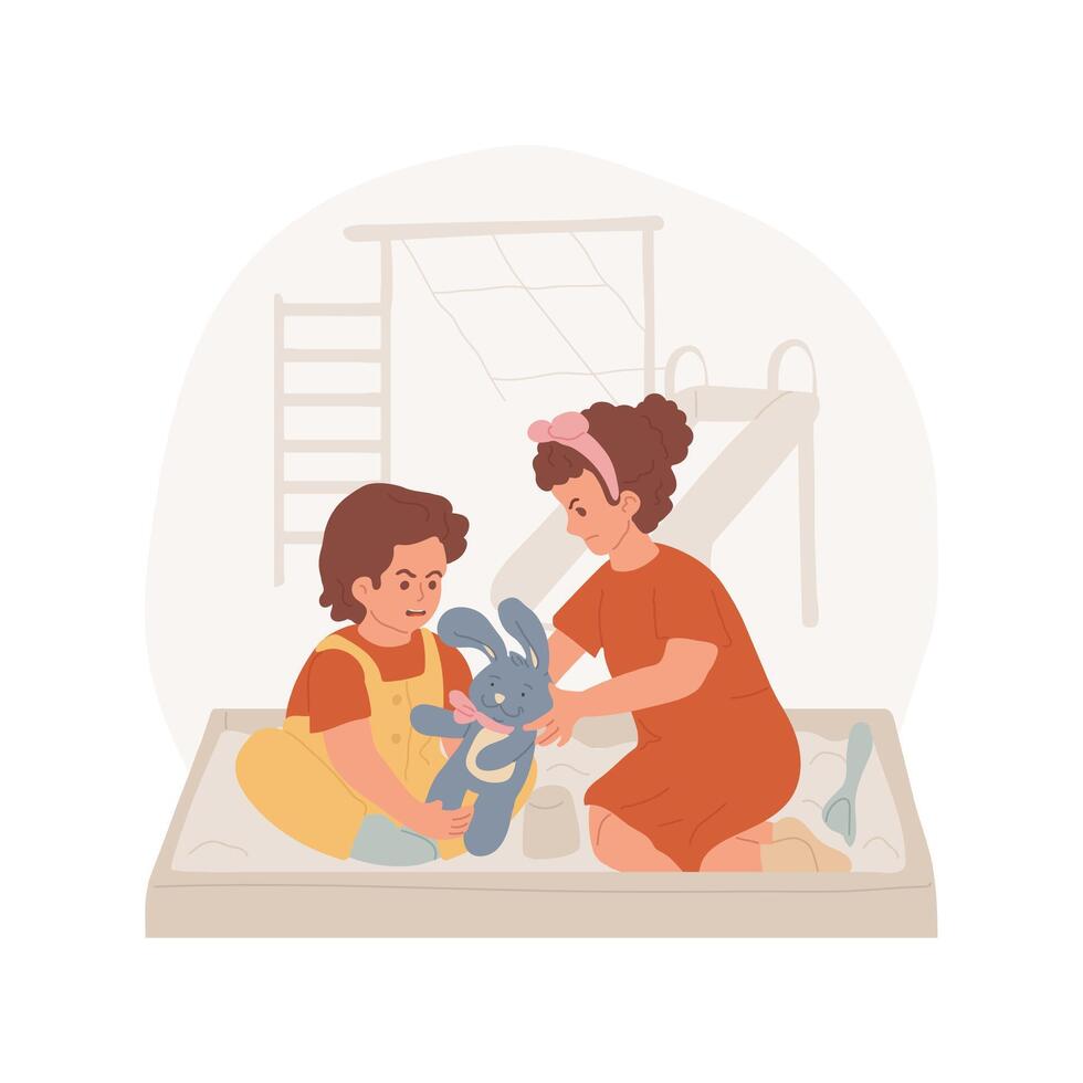 Siblings rivalry isolated cartoon illustration. vector