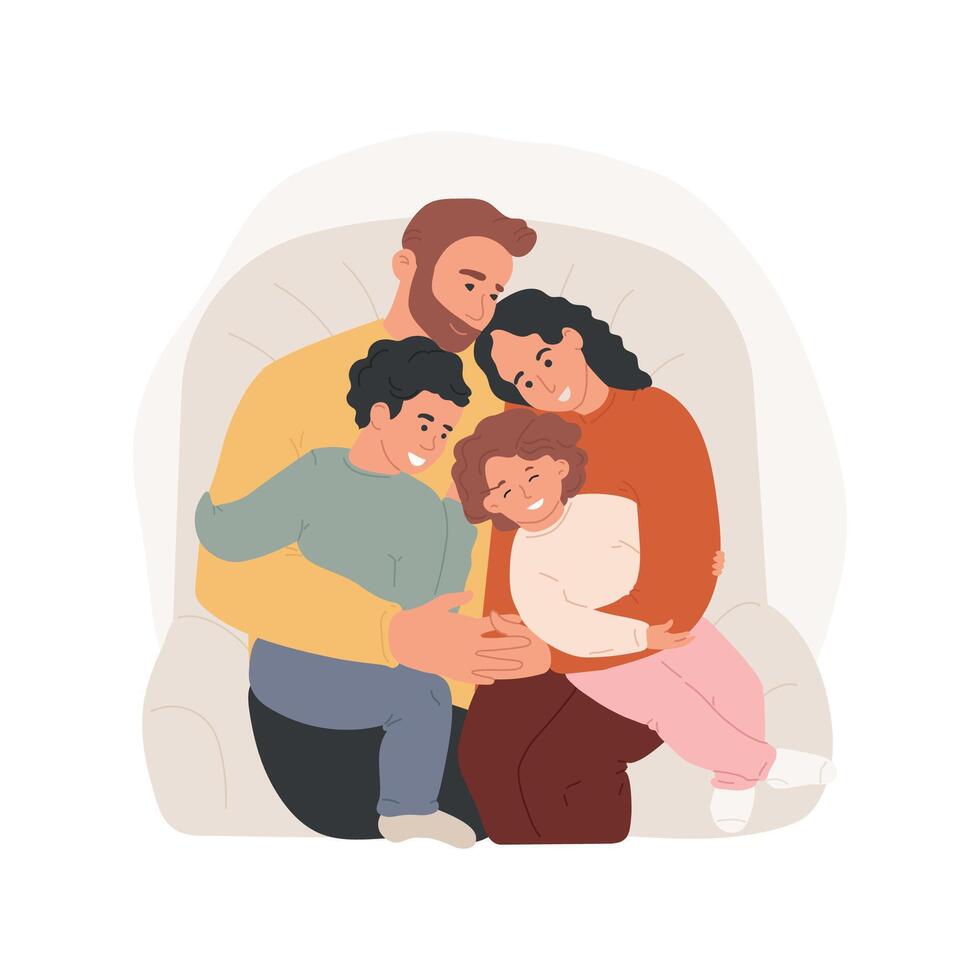 Family hugs isolated cartoon illustrations. vector