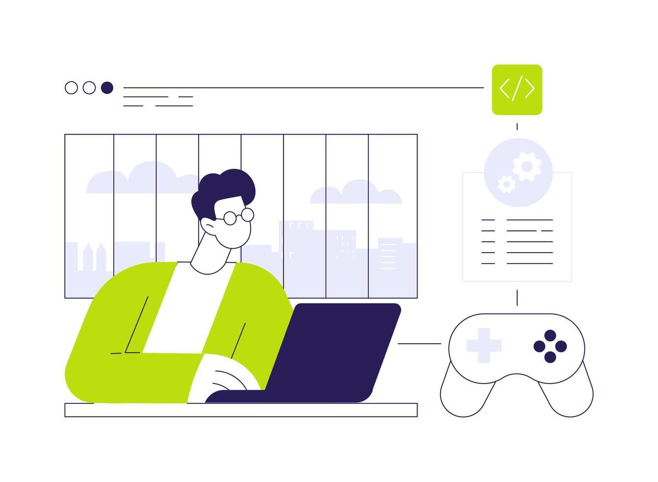 Online game development abstract concept illustration. vector