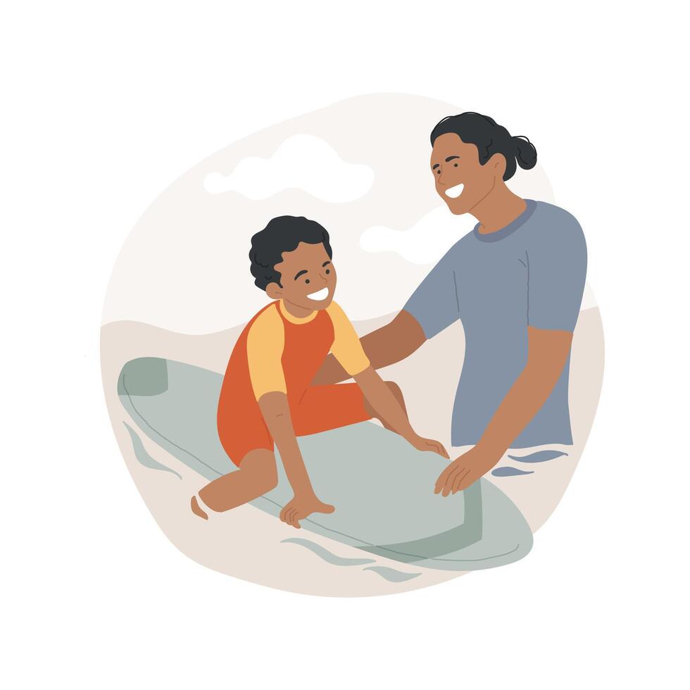 Skimboarding isolated cartoon illustrations. vector