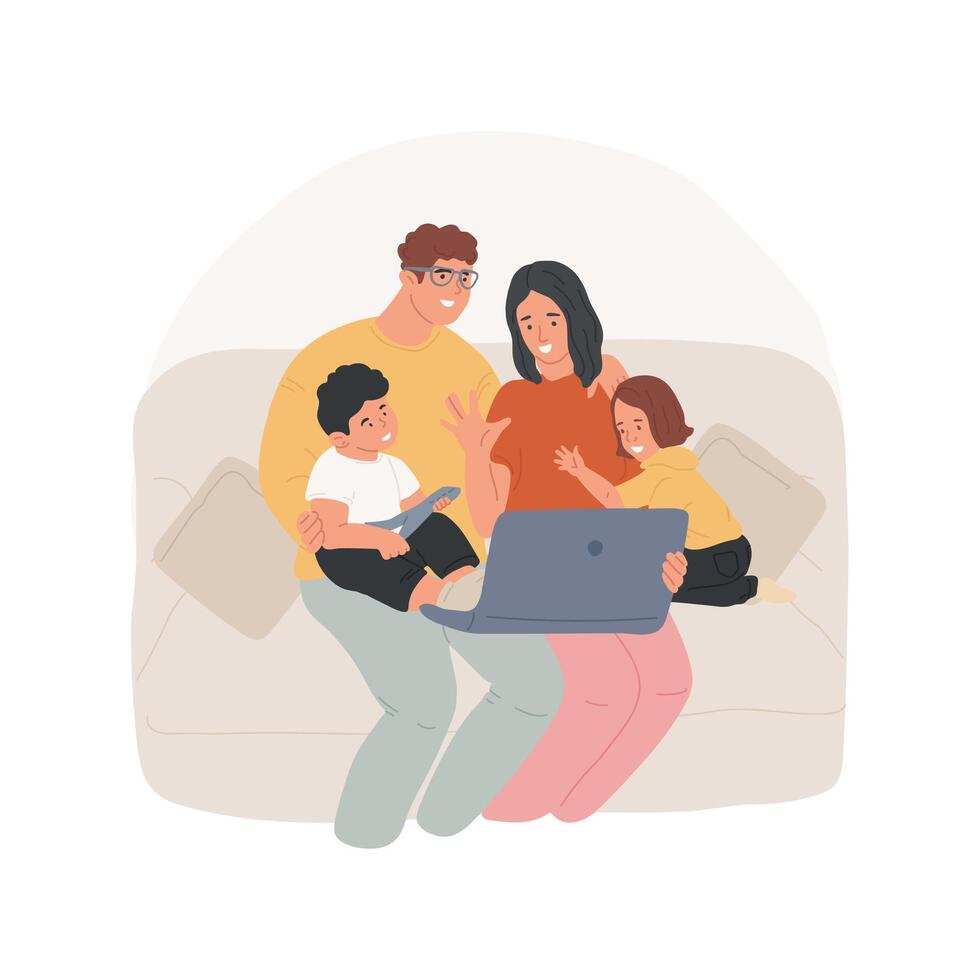 Family chat isolated cartoon illustration. vector