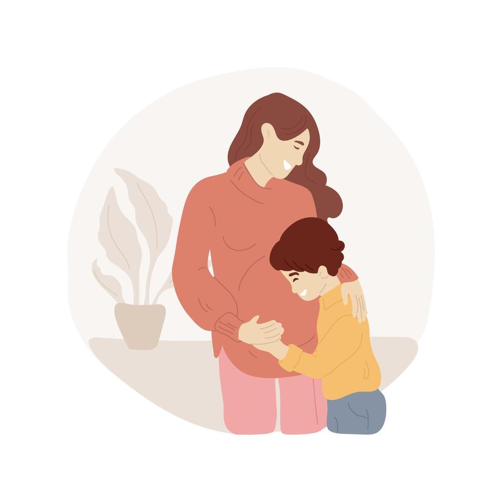Getting pregnant with second child isolated cartoon illustration. vector