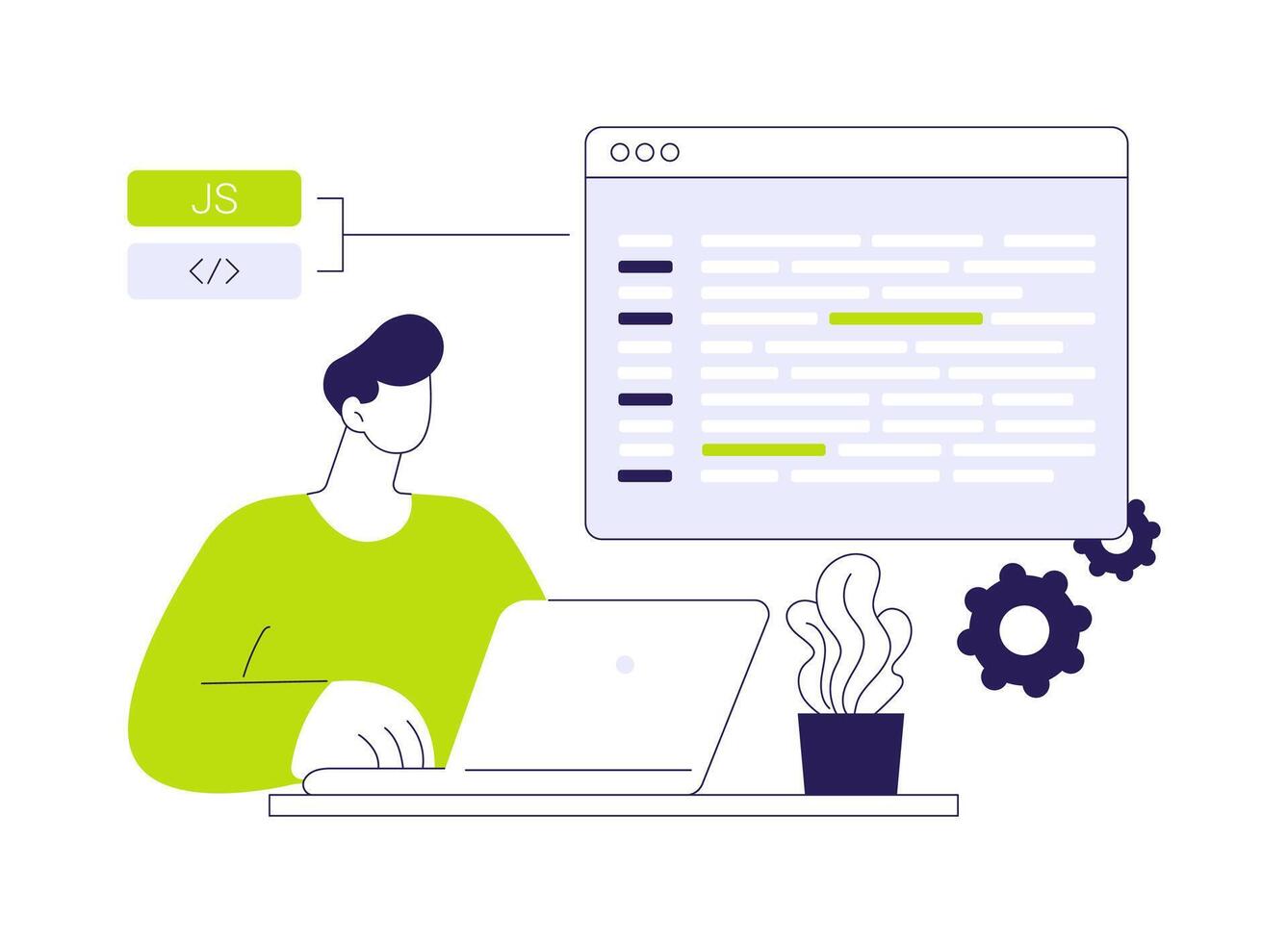 Javascript abstract concept illustration. vector
