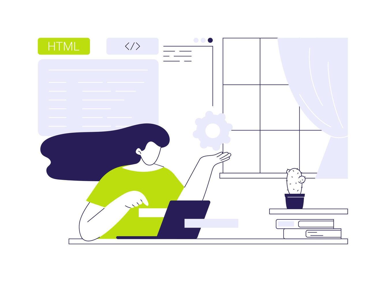 HTML coding abstract concept illustration. vector