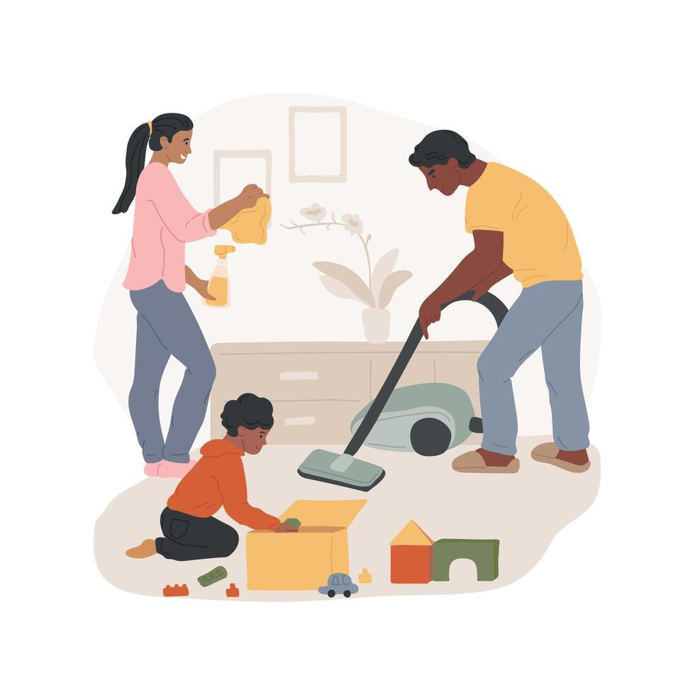 Household chores isolated cartoon illustrations. vector
