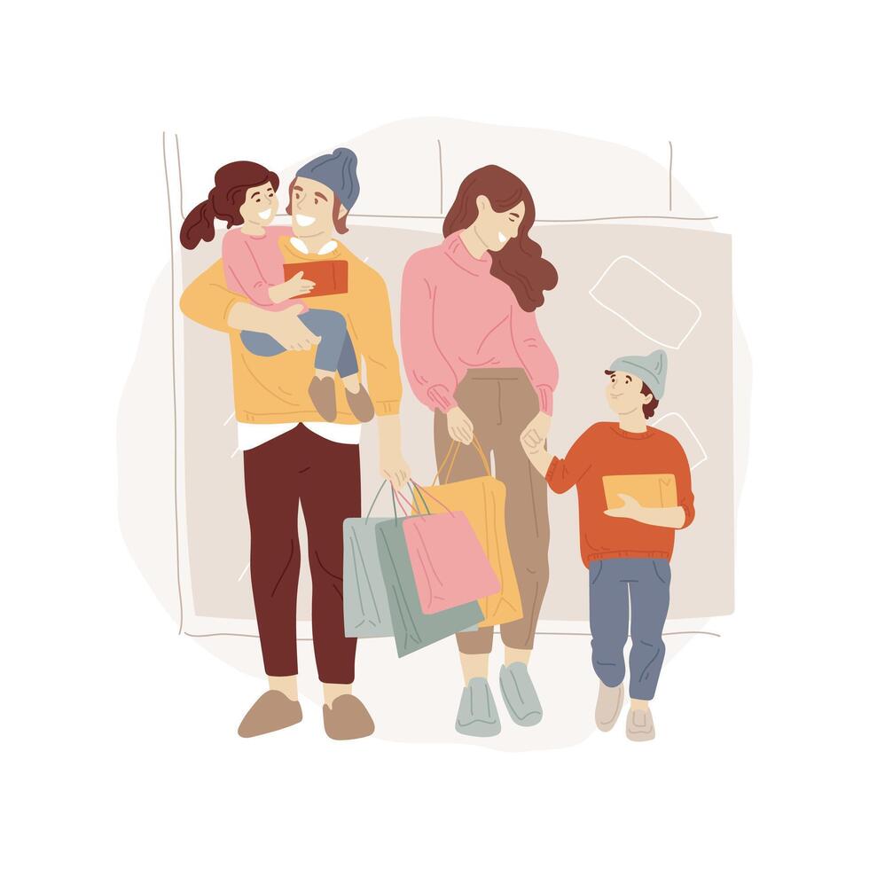 Family shopping isolated cartoon illustrations. vector