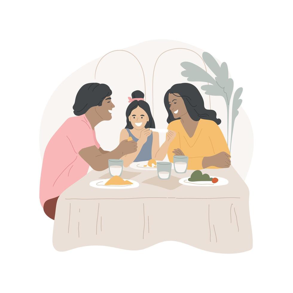 Family restaurant isolated cartoon illustrations. vector
