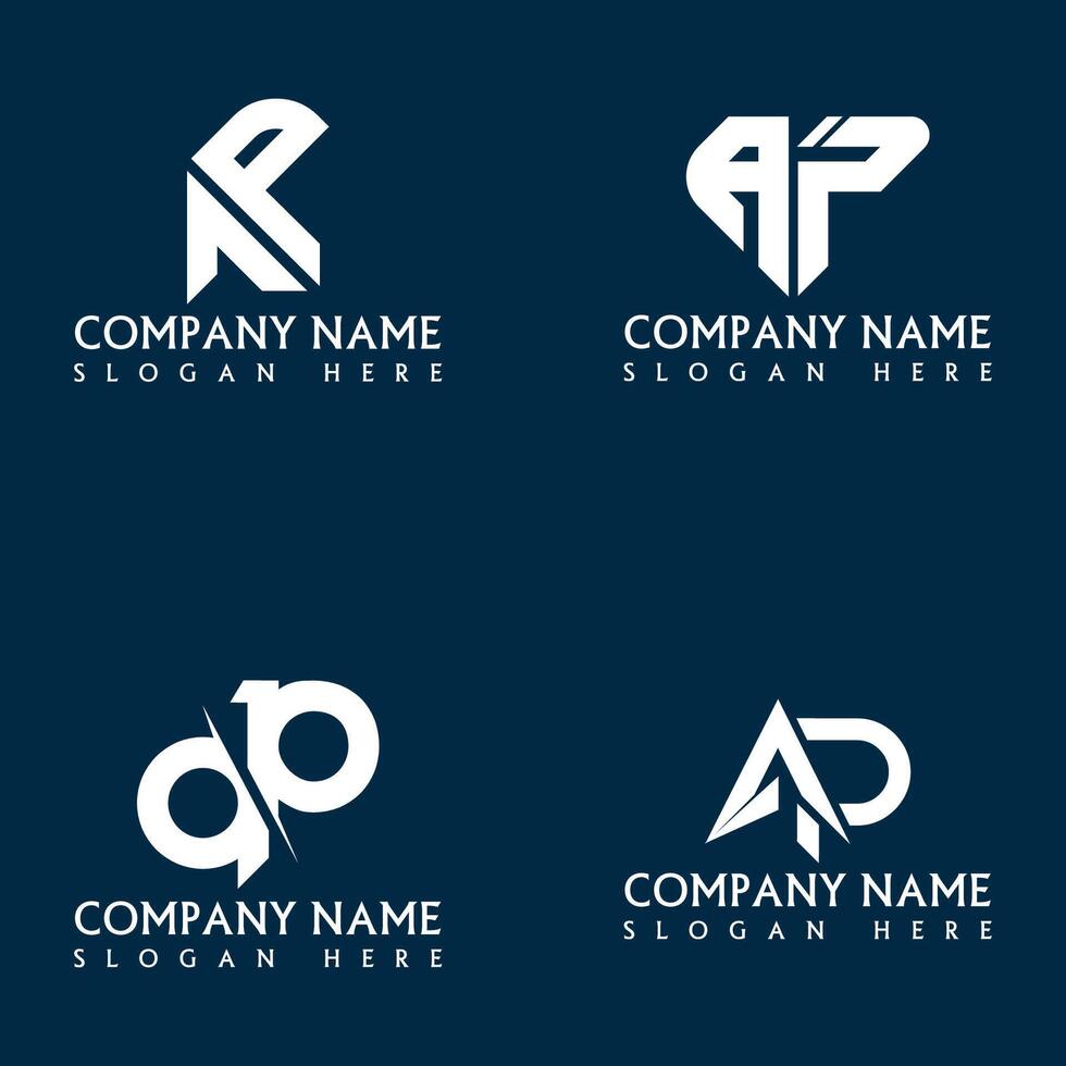 AP letter logo set design vector