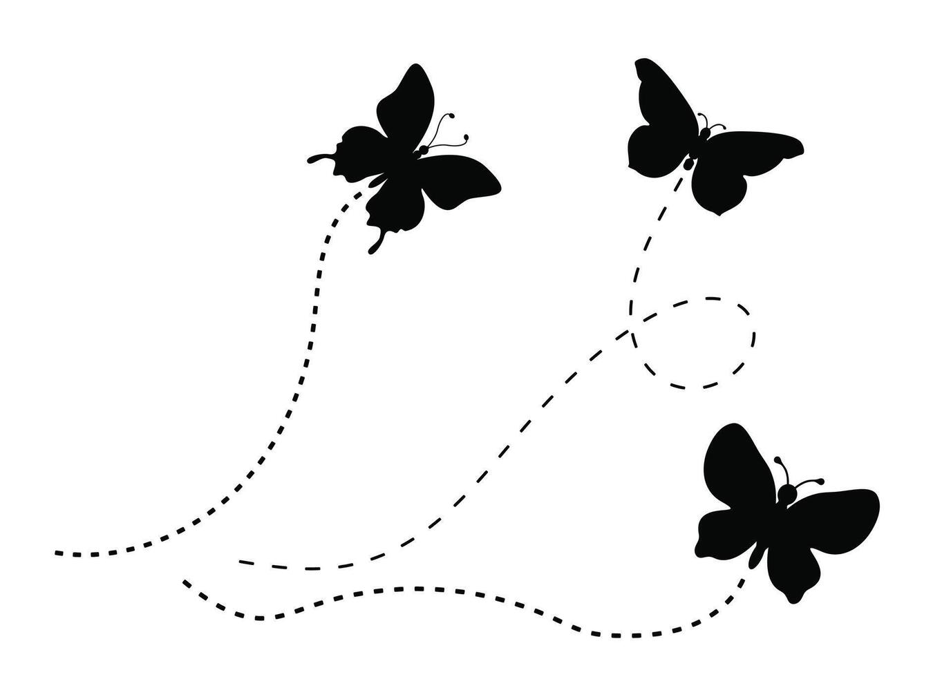 butterfly silhouettes, Collection of black butterflies, illustration vector
