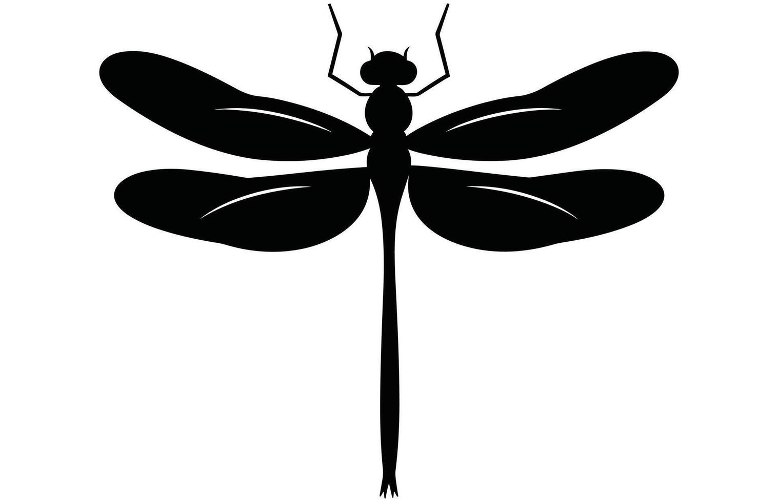 Dragonfly Silhouette in Black Isolated on White Background. vector