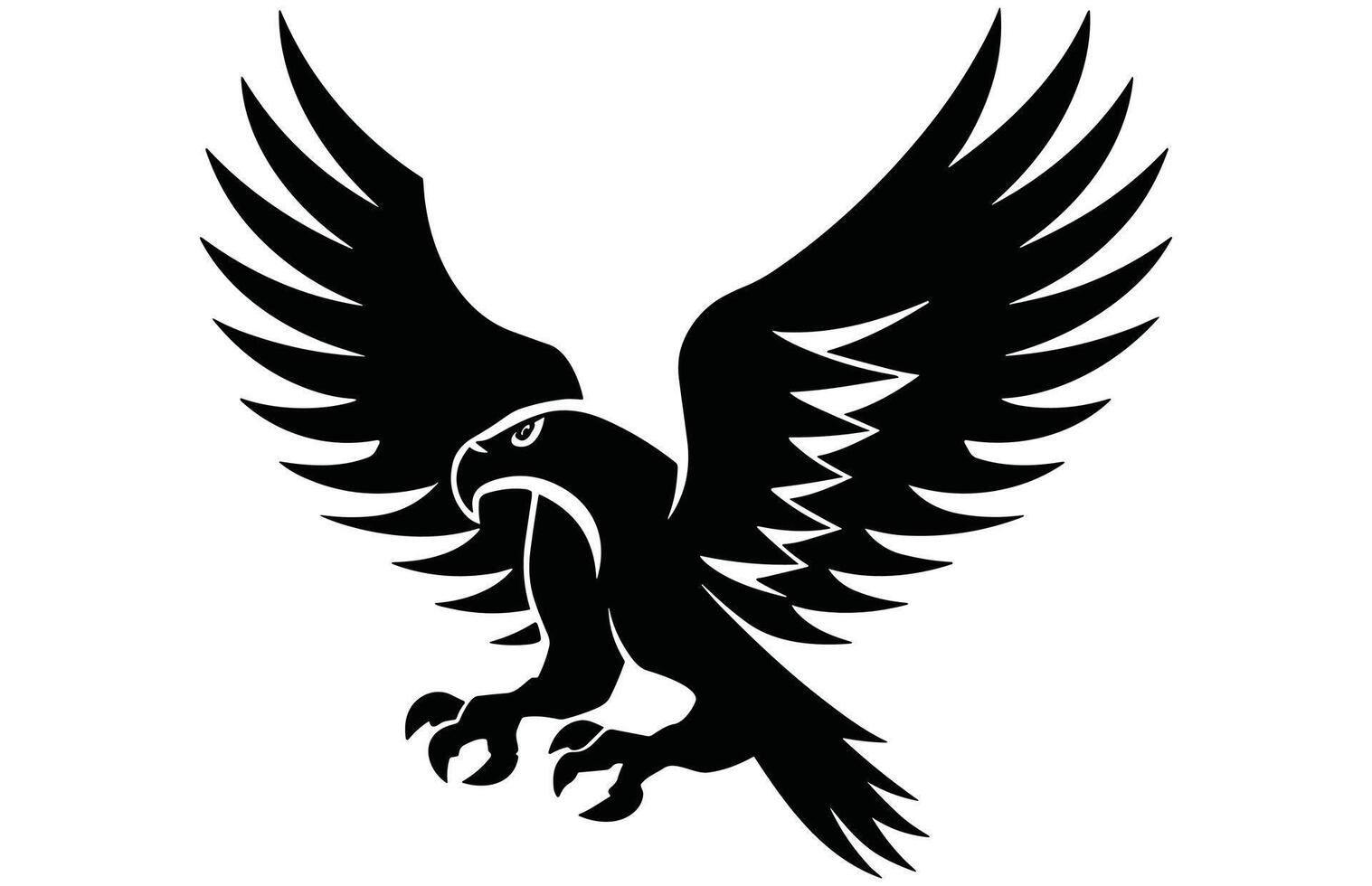 Eagle-Hunter Bird Silhouette. vector