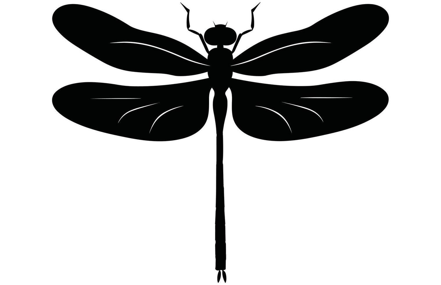 Dragonfly Silhouette-Graceful Flying Insect. vector