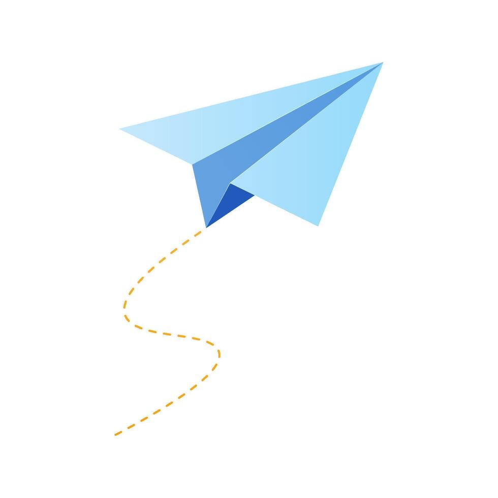 Blue paper plane flat design isolated on white background. vector
