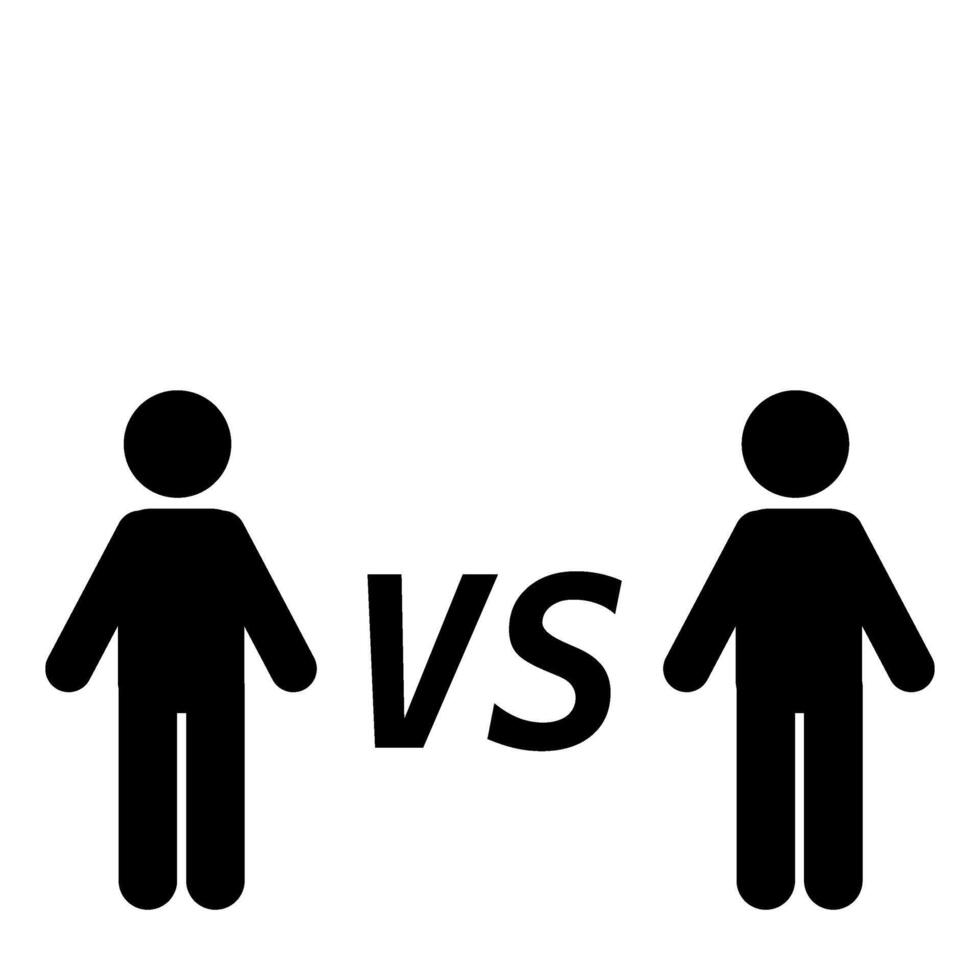 illustration of stick figure and stickman opposite, hostile, versus vector