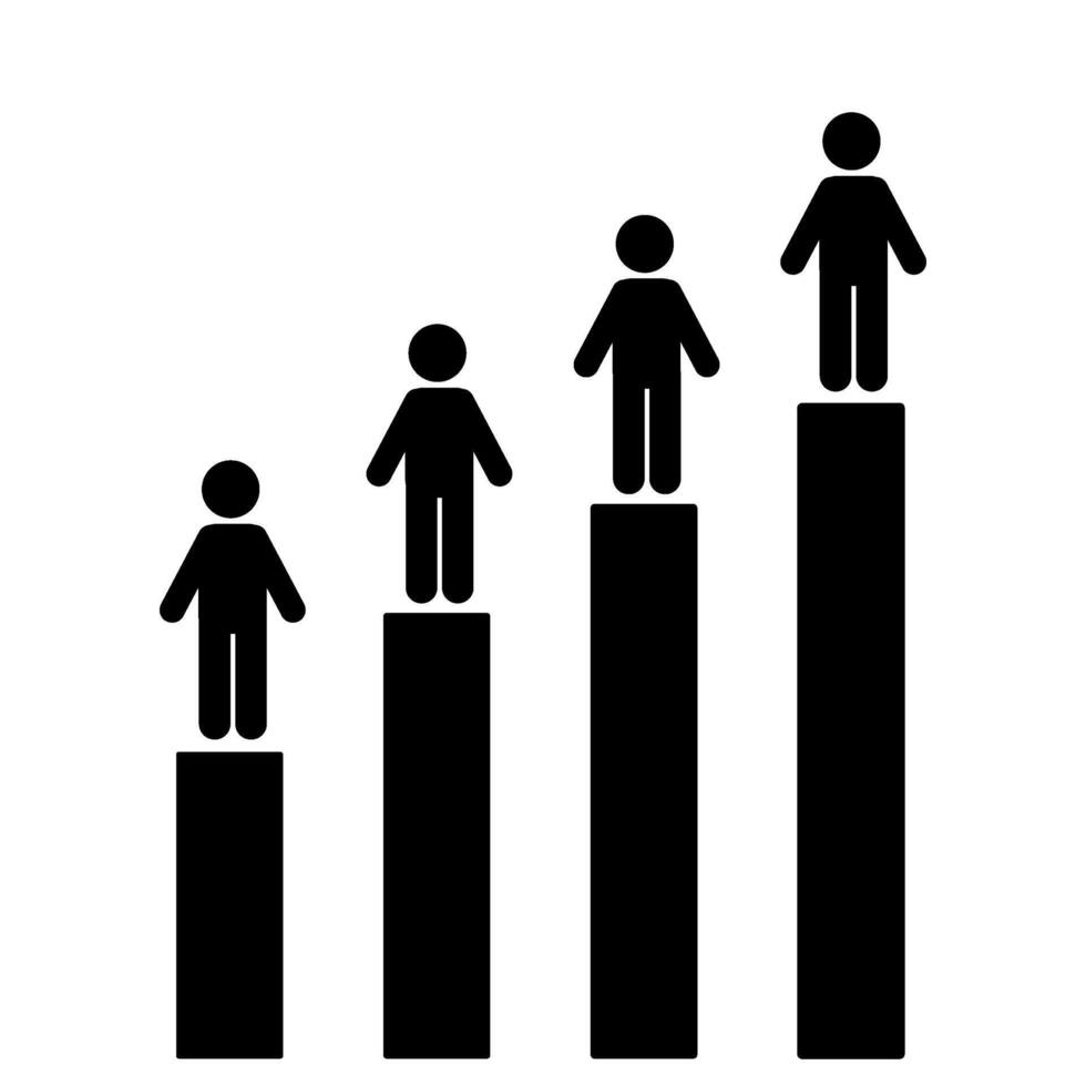 chart illustration with stickman and stick figure characters vector