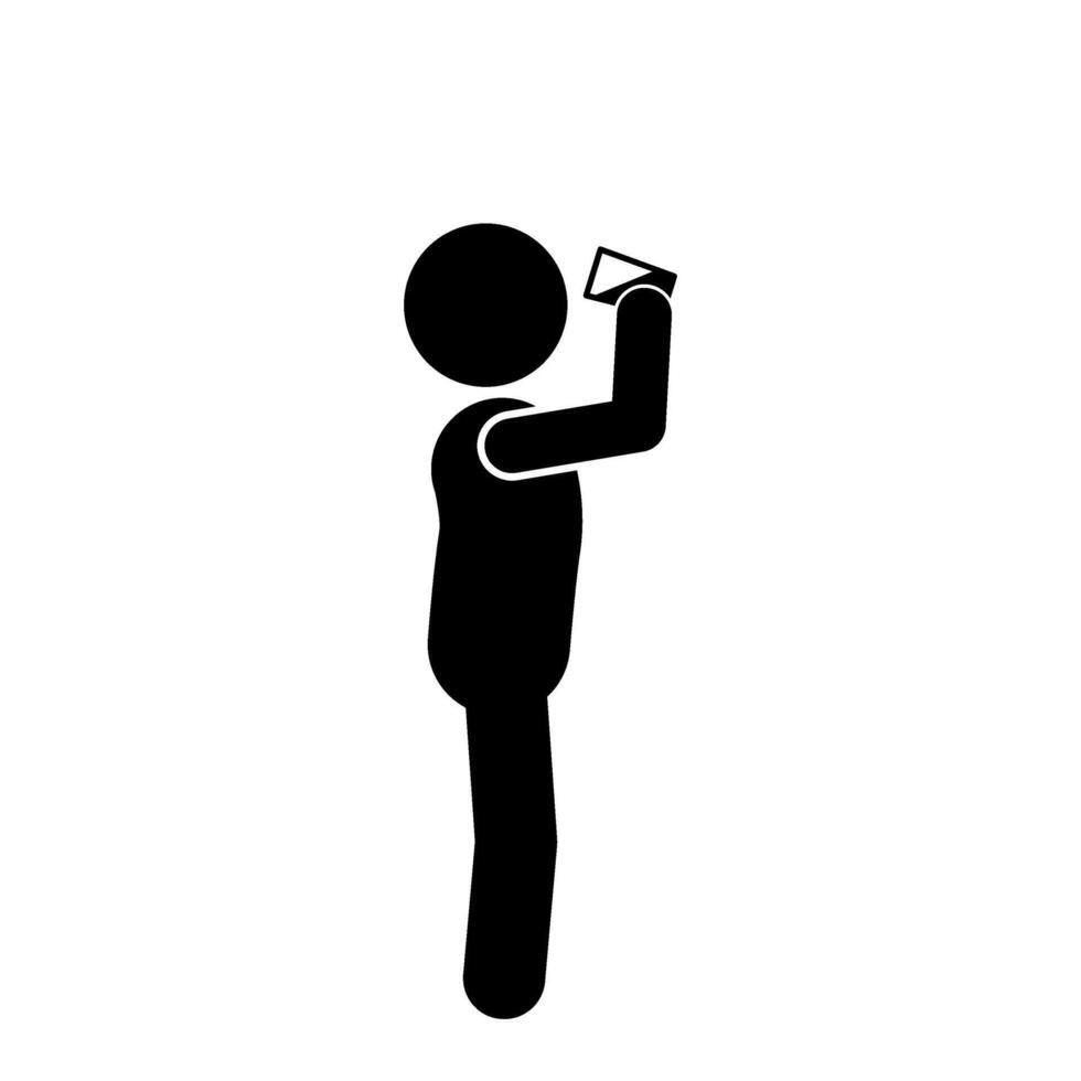 illustration of stick figure or stickman drinking water, thirsty vector