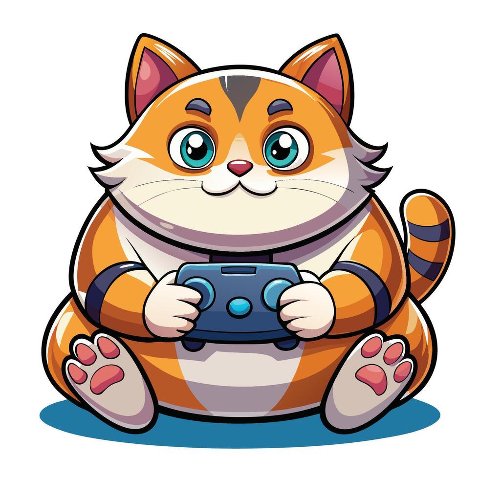 A cartoon cat playing a game vector