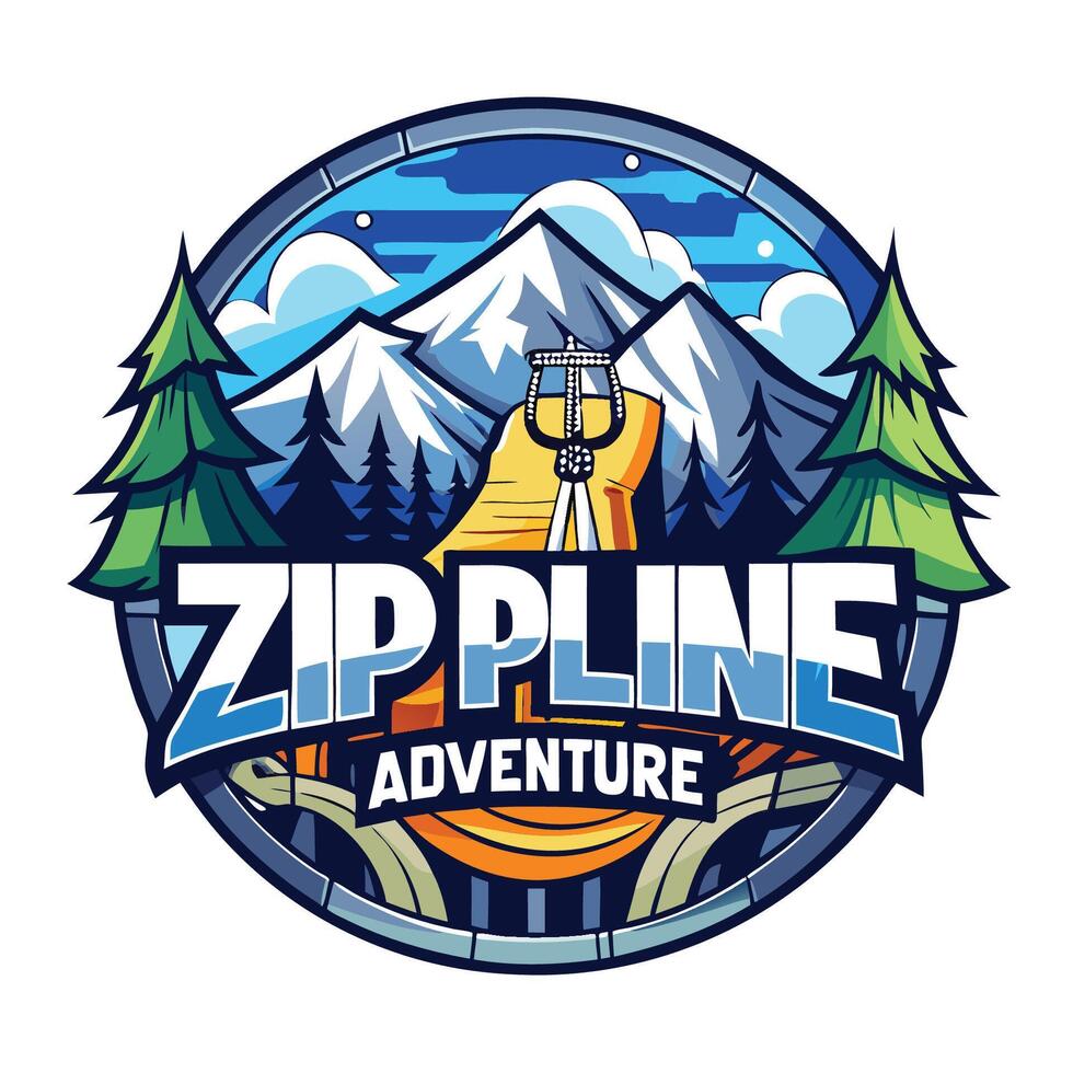 The logo for zip line adventure vector
