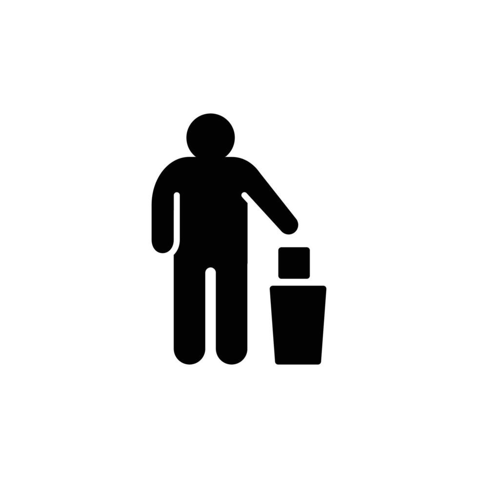 man trowing garbage in trash can solid icon design good for web or mobile app vector