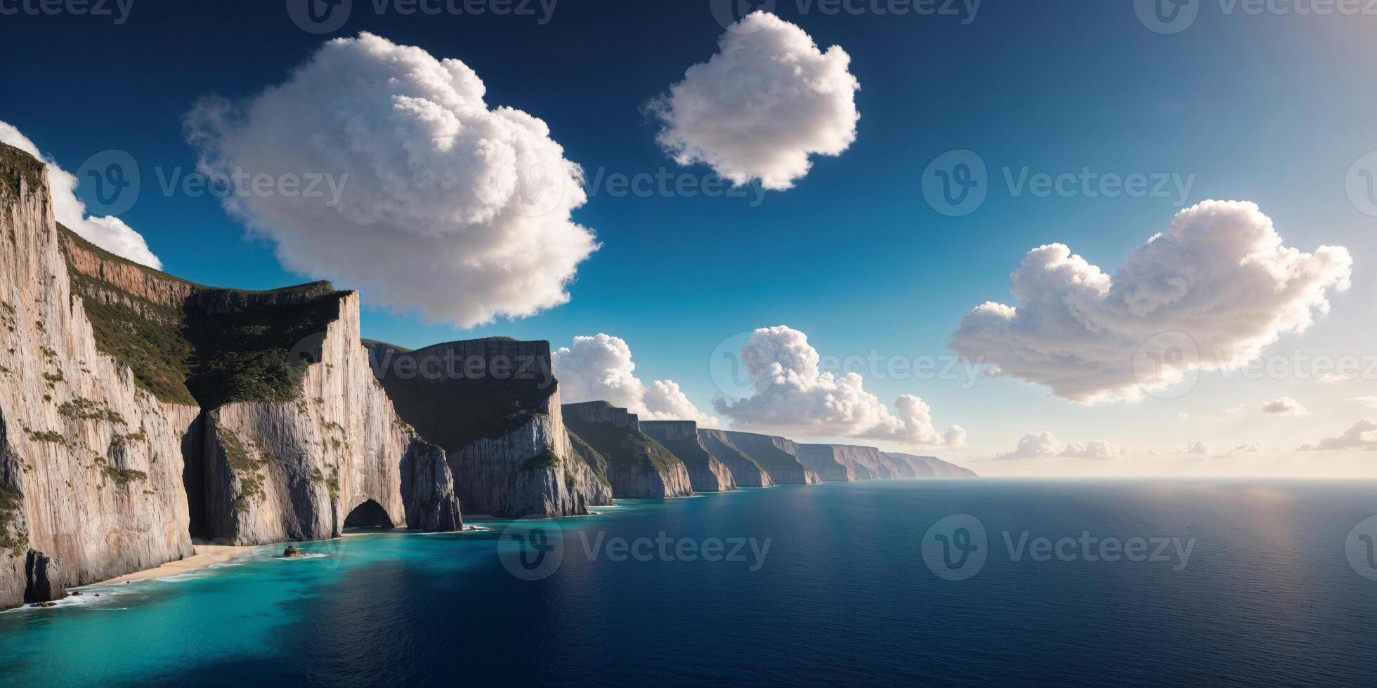 A beautiful view of cliffs and water photo