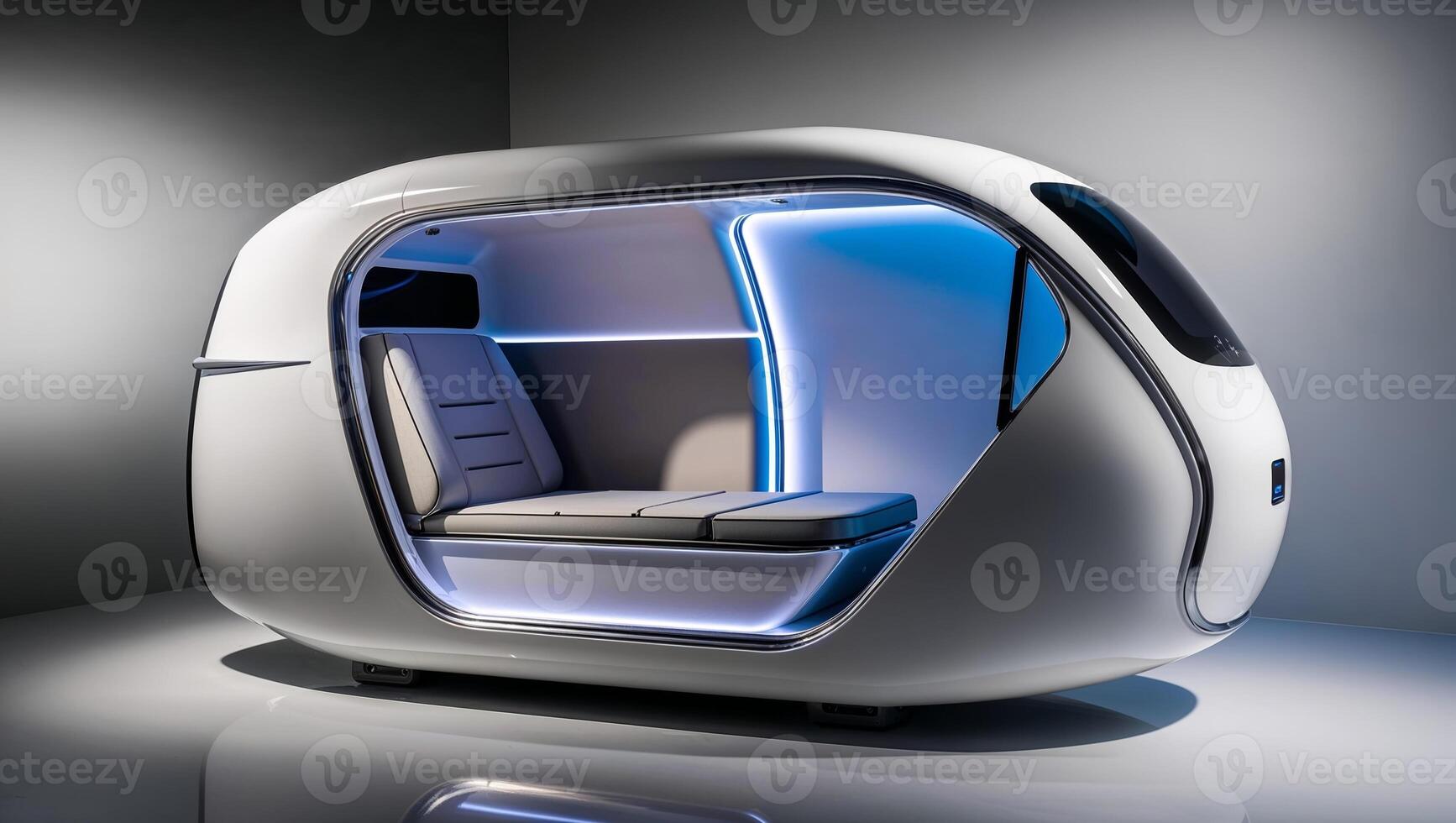 A futuristic looking car with a seat and a light photo