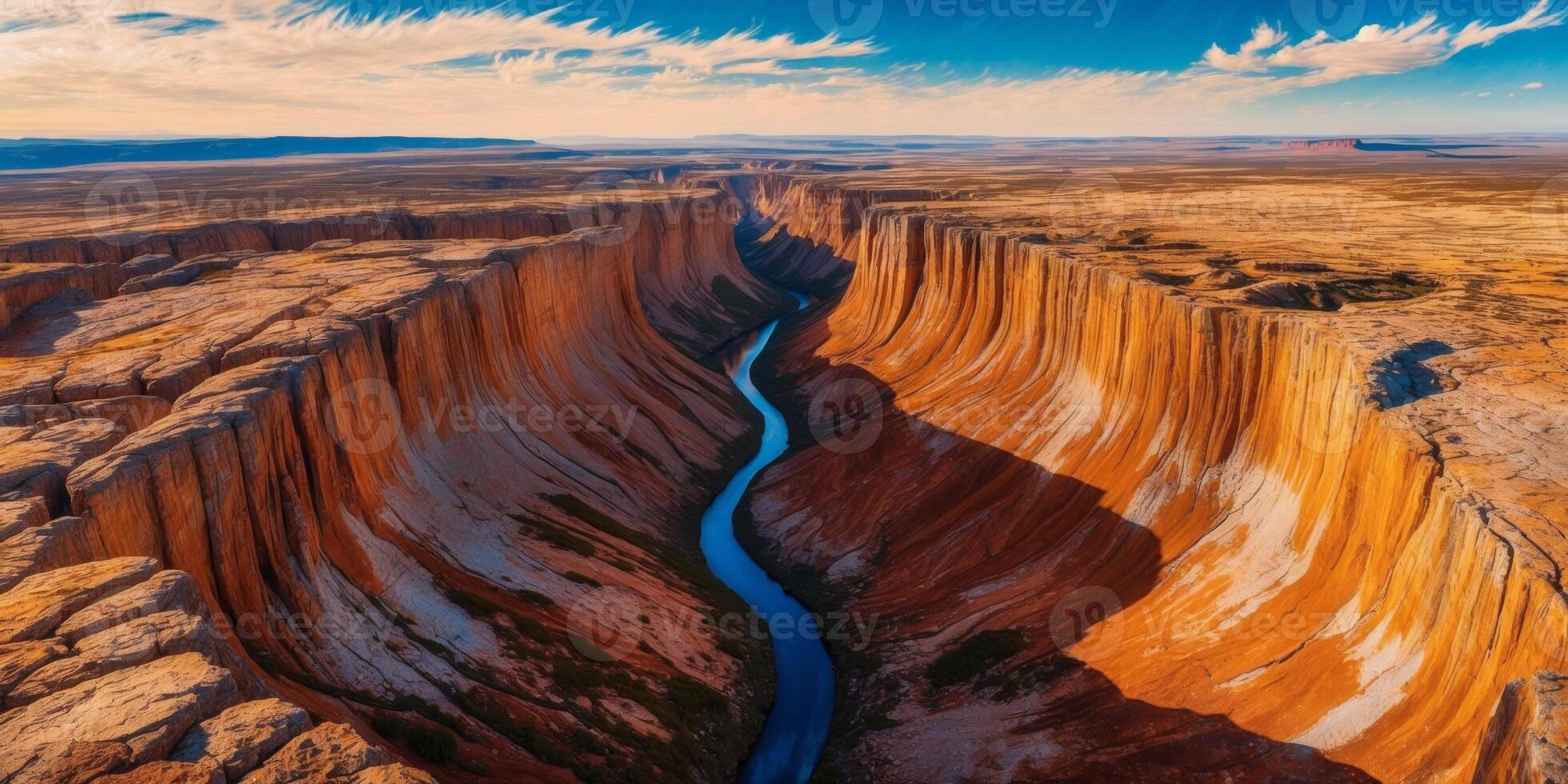 Aerial View of a Deep Crevice in a Rocky Landscape. photo