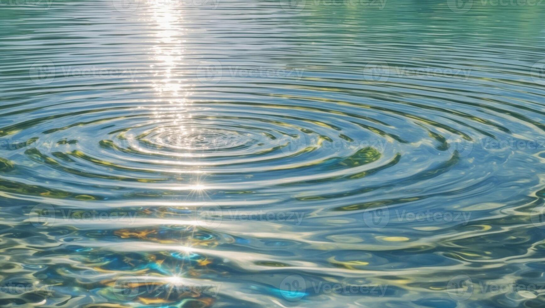 A circular ripple in the water with sunlight shining through photo
