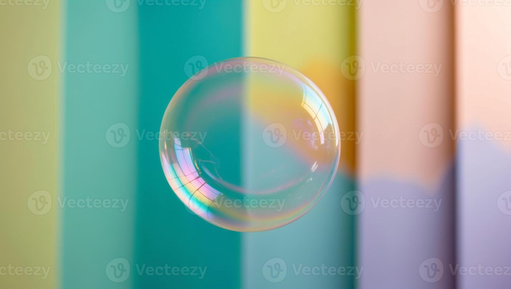 A bubble floating in front of a colorful background photo