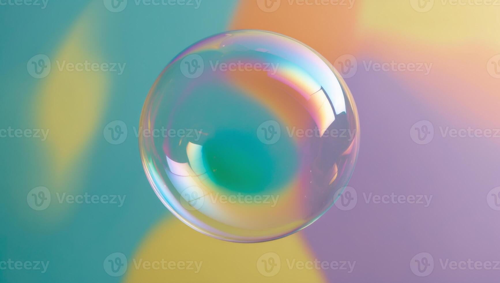 A bubble with a rainbow colored background photo