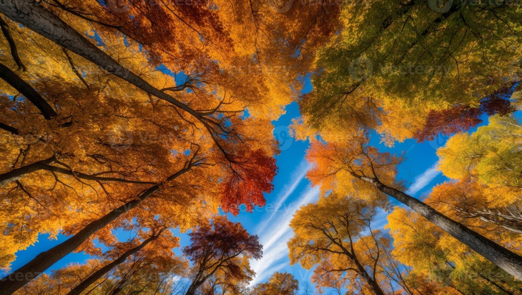 Colorful autumn trees in the forest photo