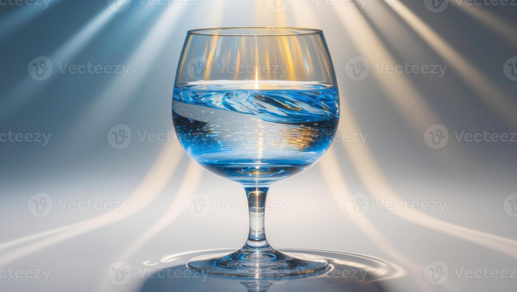 A Captivating Glass of Water Reflecting Light and Shadows. photo
