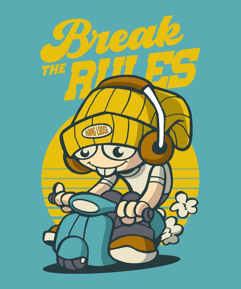 Break The Rules Cartoon Illustration Design vector