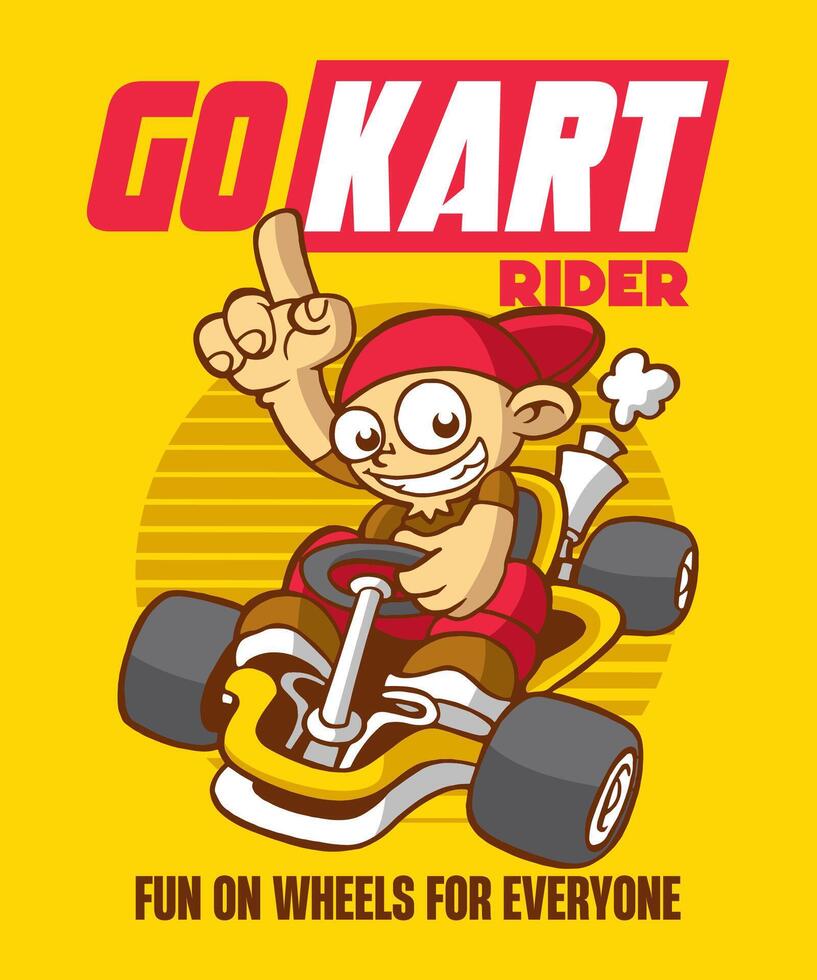 Go Kart Rider Cartoon Illustration Design vector