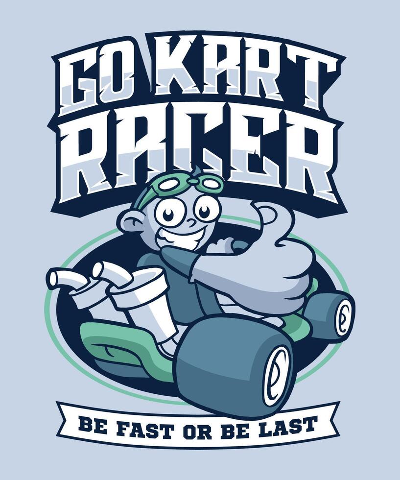 Go Kart Racer Cartoon Illustration Design vector