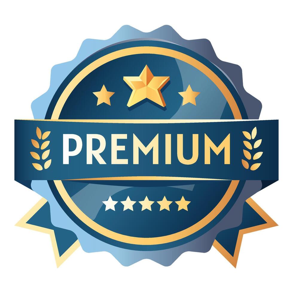Blue and Gold Premium Badge vector