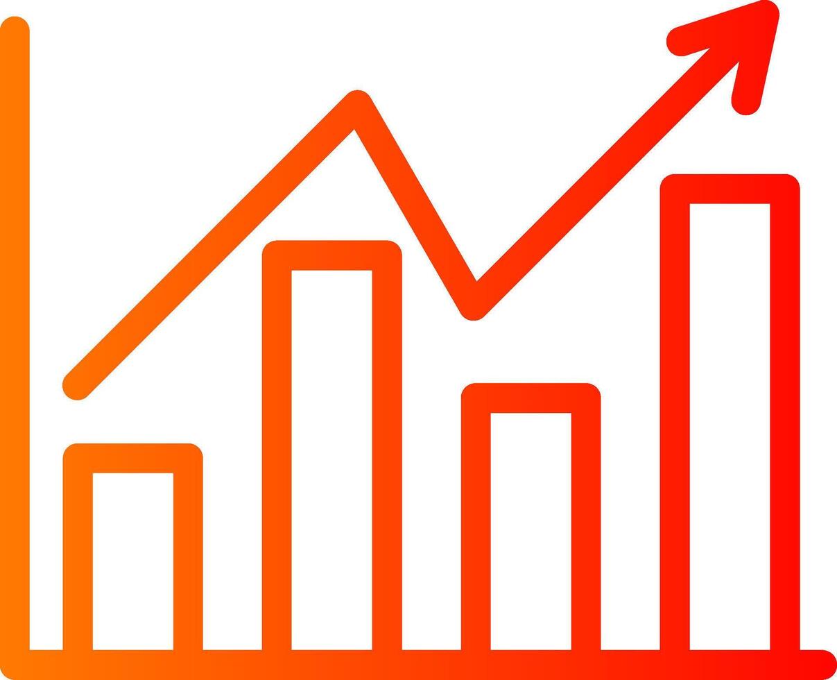 Bar Chart Line Gradient Icon vector