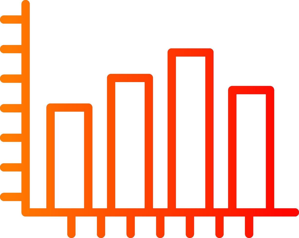 Bar Chart Line Gradient Icon vector