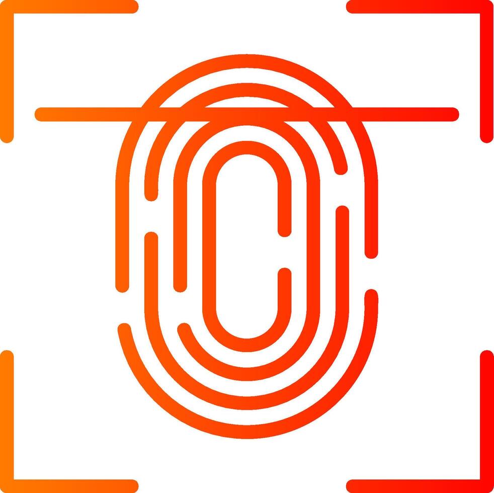 Fingerprint Scan Line Gradient Icon vector