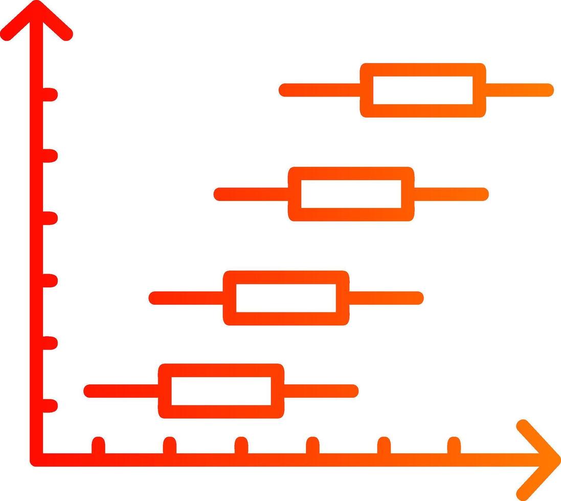 Horizontal Bar Chart Line Gradient Icon vector