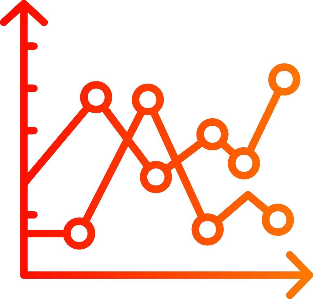 Multiple Line Graph Line Gradient Icon vector