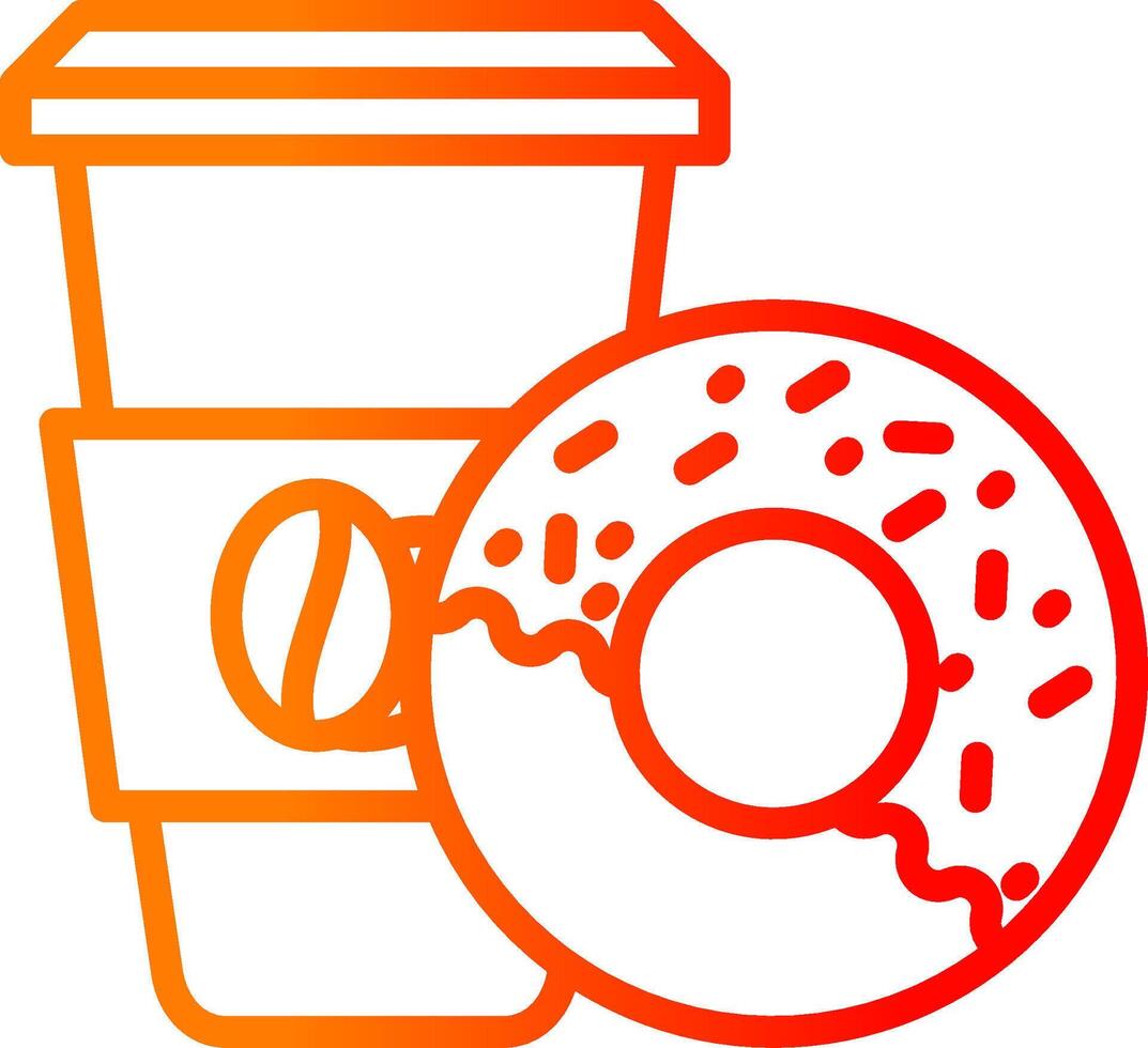 Coffee And Donut Line Gradient Icon vector